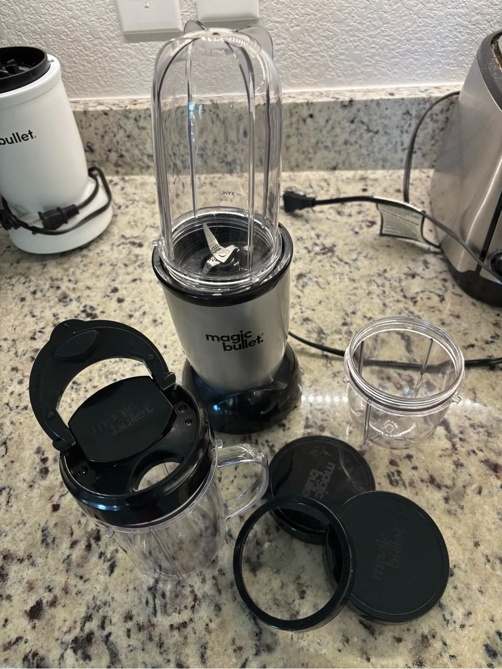 Silver Personal Blender with Black Accessories